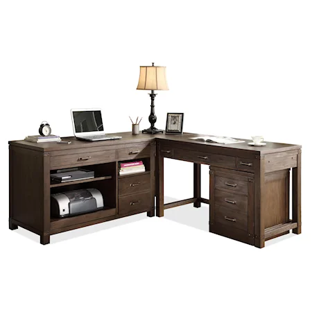 L-Shaped Desk with Mobile File Cabinet